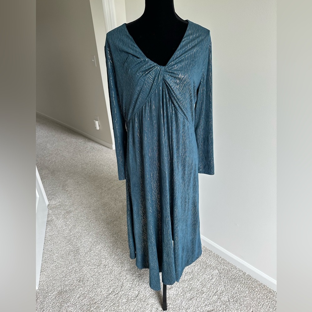 Women’s Kate & Mallory Teal Faux Suede Gathered Knot Asymmetrical Dress‎